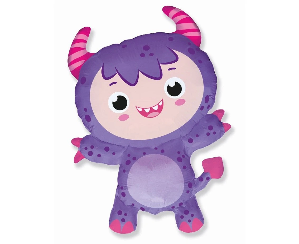 Foil balloon 24" FX - Little Monster (lilac),  unpacked (flat) EOL